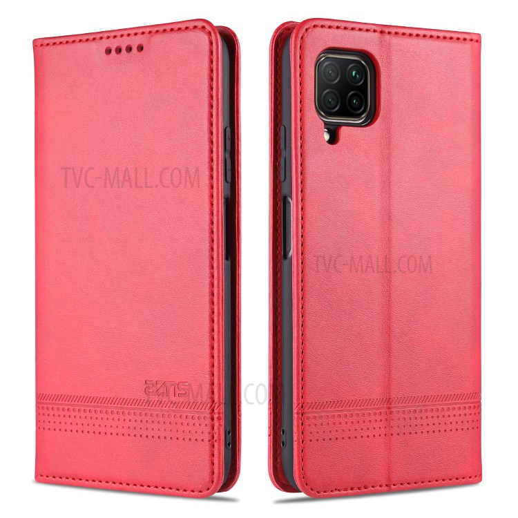 AZNS Auto-absorbed Leather Wallet Case for Huawei nova 6 SE/P40 lite 4G - Red-1