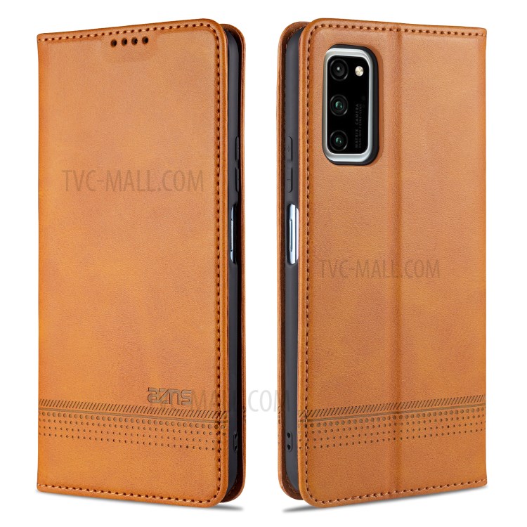 AZNS Auto-absorbed Leather Wallet Case for Honor View 30/V30 - Brown-1