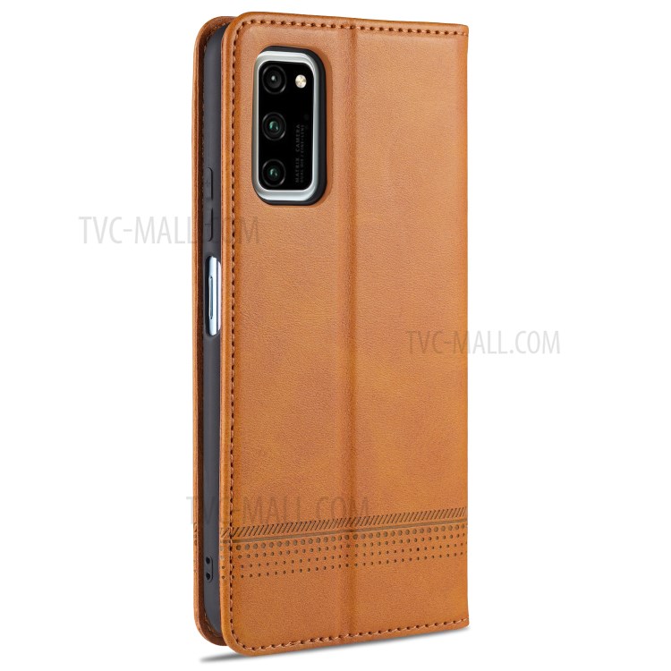 AZNS Auto-absorbed Leather Wallet Case for Honor View 30/V30 - Brown-3