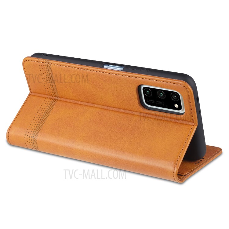 AZNS Auto-absorbed Leather Wallet Case for Honor View 30/V30 - Brown-7