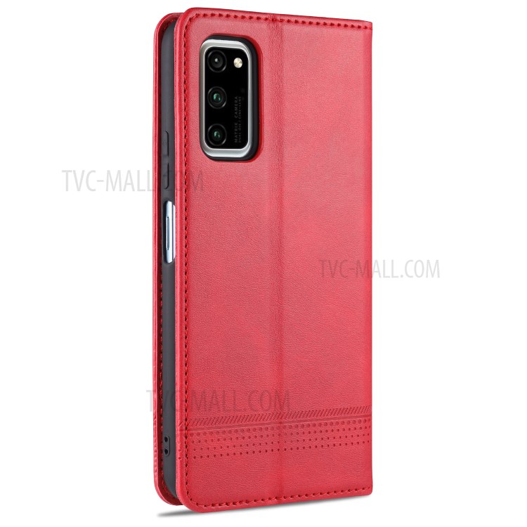 AZNS Auto-absorbed Leather Wallet Case for Honor View 30/V30 - Red-3