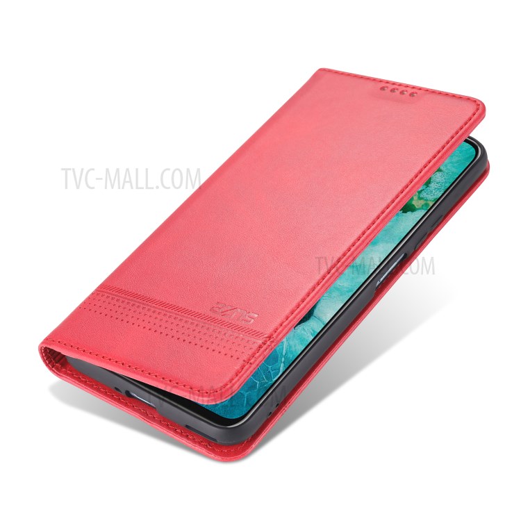AZNS Auto-absorbed Leather Wallet Case for Honor View 30/V30 - Red-4