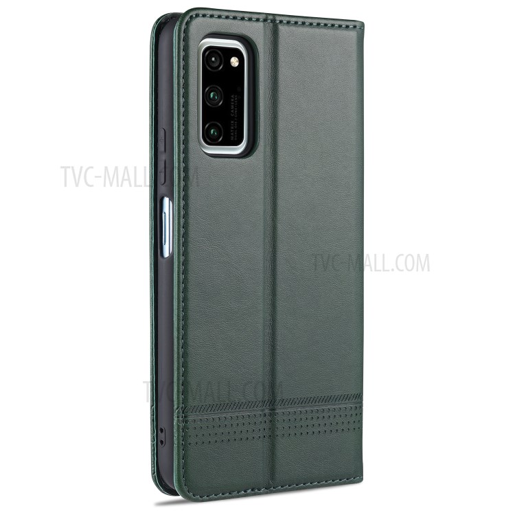 AZNS Auto-absorbed Leather Wallet Case for Honor View 30/V30 - Blackish Green-3