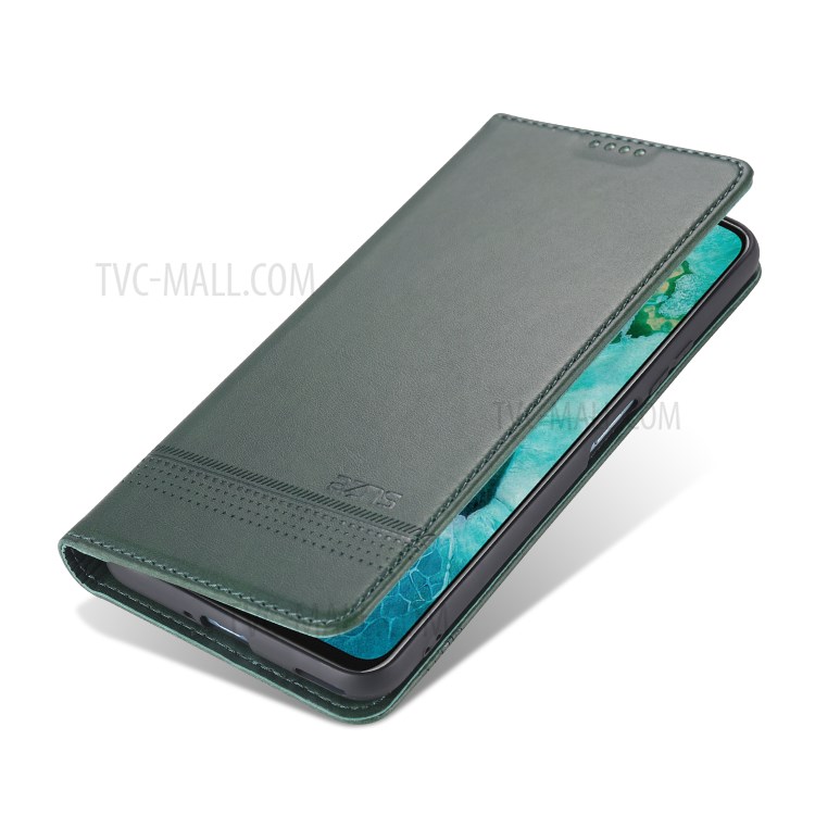 AZNS Auto-absorbed Leather Wallet Case for Honor View 30/V30 - Blackish Green-4