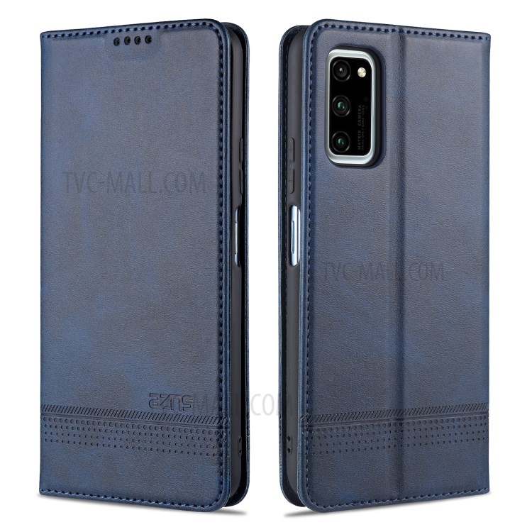 AZNS Auto-absorbed Leather Wallet Case for Honor View 30/V30 - Blue-1