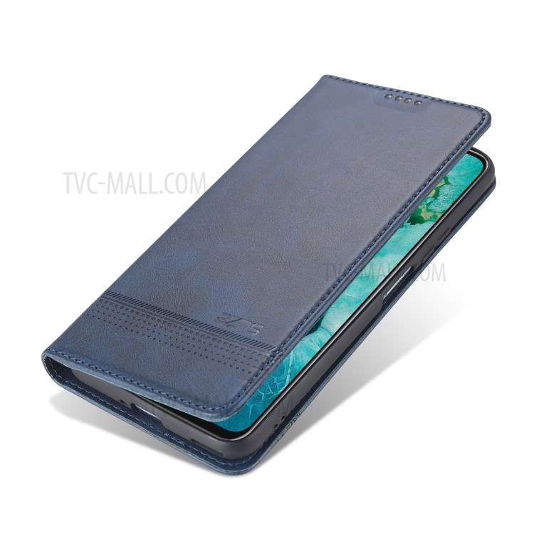 AZNS Auto-absorbed Leather Wallet Case for Honor View 30/V30 - Blue-4
