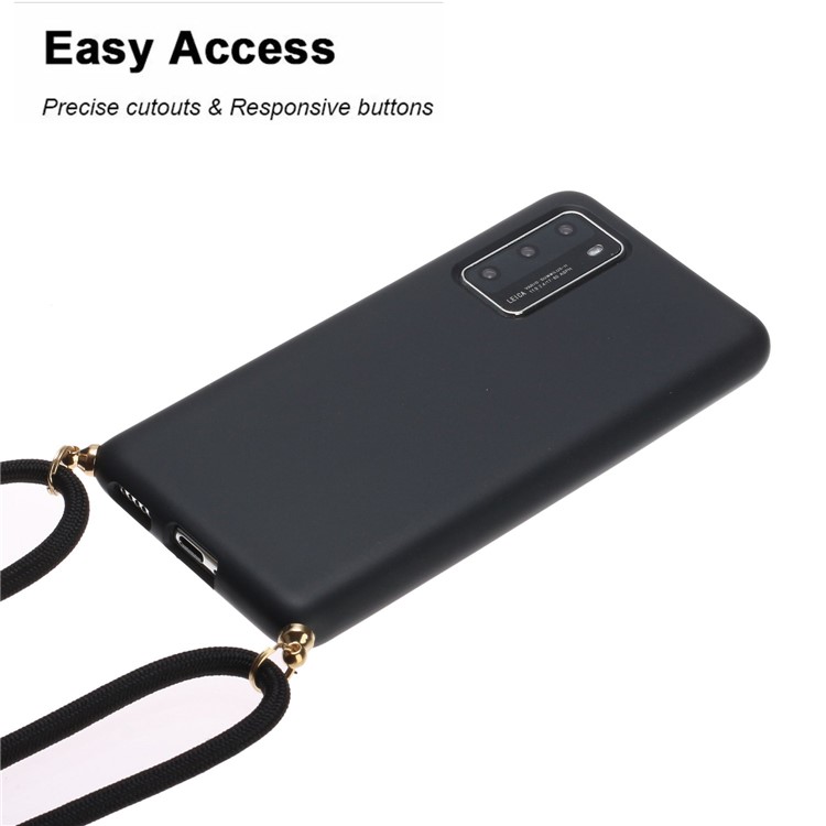 Caixa de Telefone TPU de Palha de Trigo Natural e Ecologicamente Correto Com Cinta Multifuncional Para Huawei P40 - Preto