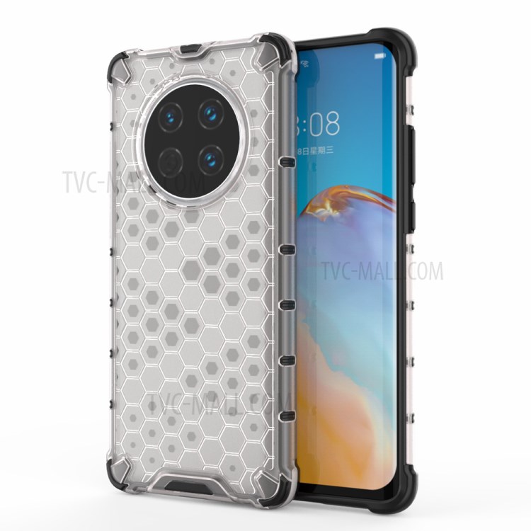 Honeycomb Skin Shock-proof TPU + PC Case for Huawei Mate 40 - White-1