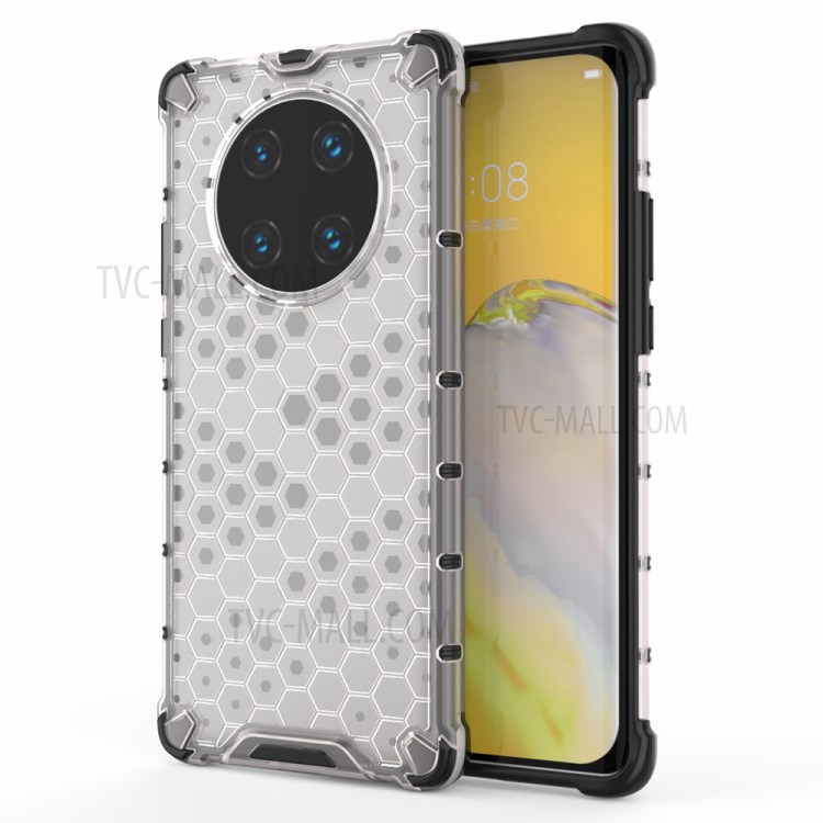 Shock-proof TPU + PC Honeycomb Skin Shell for Huawei Mate 40 Pro Plus - White-1