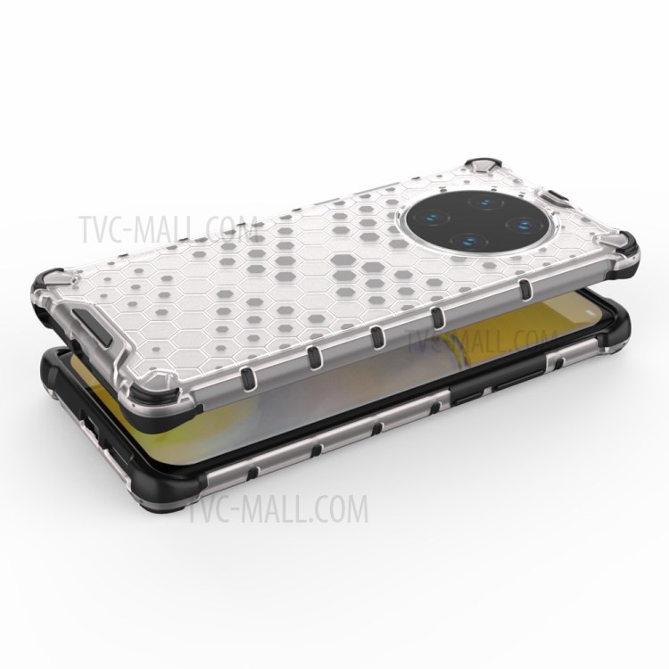 Shock-proof TPU + PC Honeycomb Skin Shell for Huawei Mate 40 Pro Plus - White-3