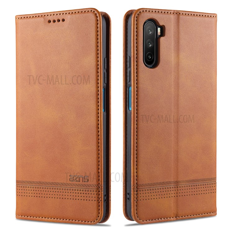 AZNS Magnetic Absorbed Leather Protector Wallet Cover Case for Huawei Maimang 9 - Brown-1