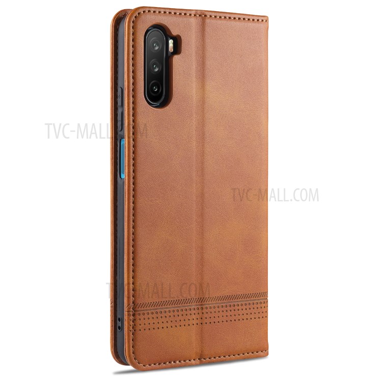 AZNS Magnetic Absorbed Leather Protector Wallet Cover Case for Huawei Maimang 9 - Brown-3