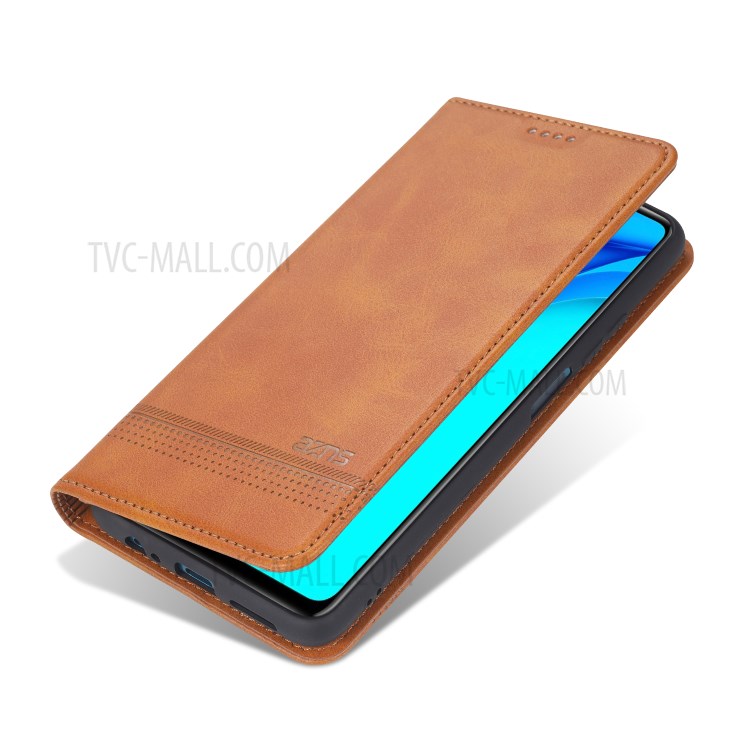 AZNS Magnetic Absorbed Leather Protector Wallet Cover Case for Huawei Maimang 9 - Brown-4