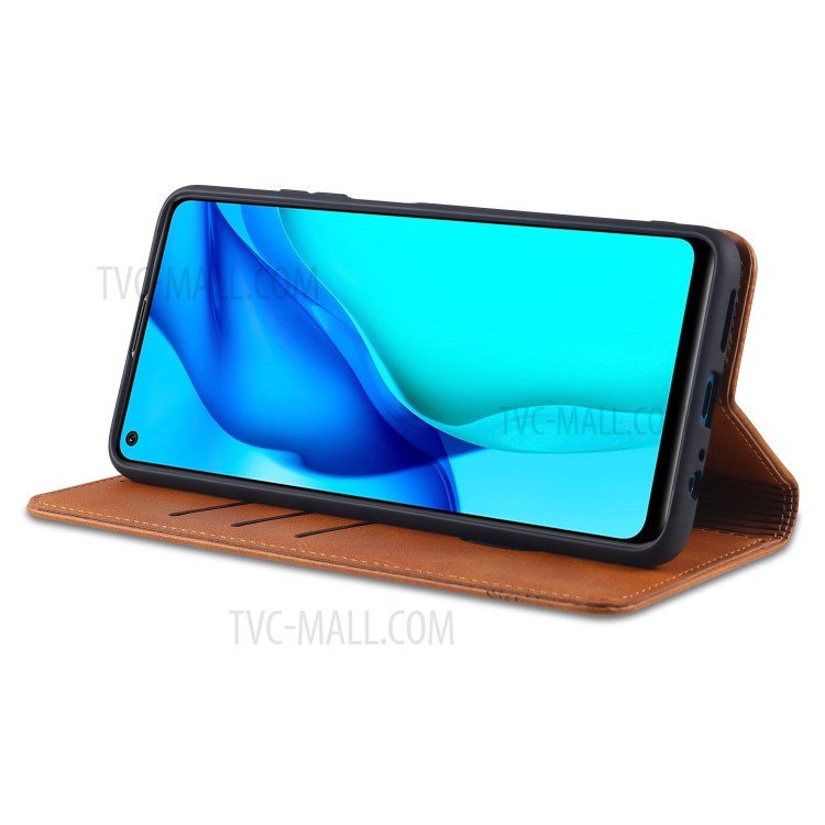 AZNS Magnetic Absorbed Leather Protector Wallet Cover Case for Huawei Maimang 9 - Brown-6