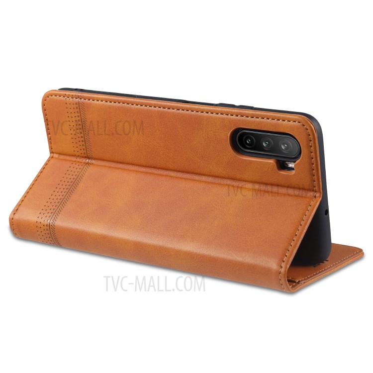 AZNS Magnetic Absorbed Leather Protector Wallet Cover Case for Huawei Maimang 9 - Brown-7