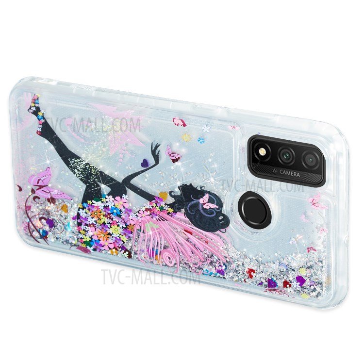 Glitter Powder Embossed Pattern Quicksand TPU Case for Huawei P smart 2020 - Flower Fairy-3