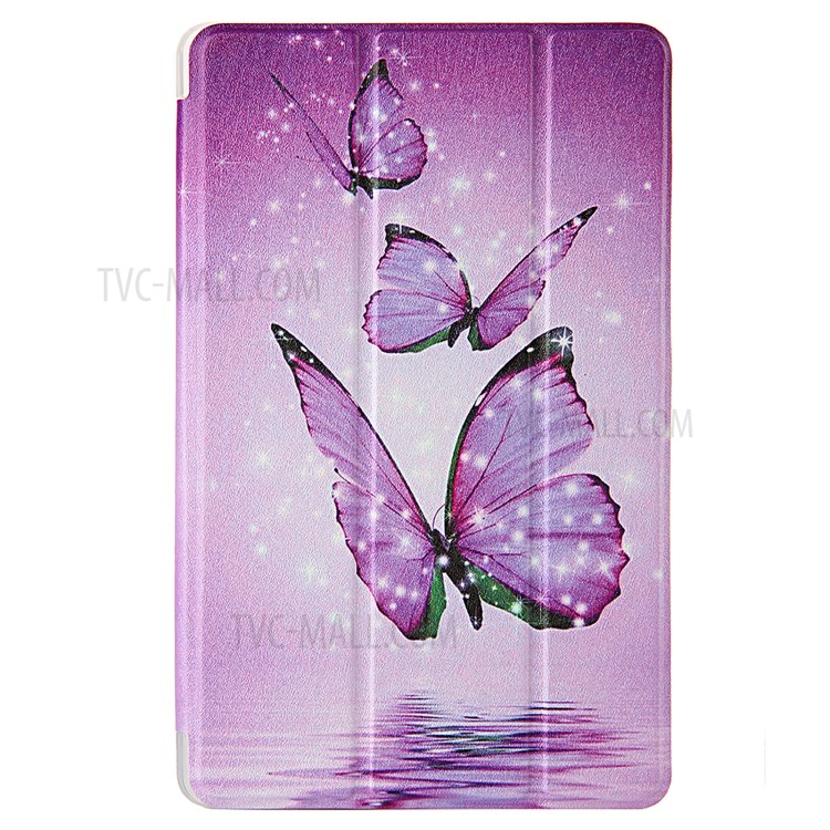 Patterned Leather Stand Tablet Cover Shell for Huawei MediaPad M6 8.4-inch - Purple Butterfly-1