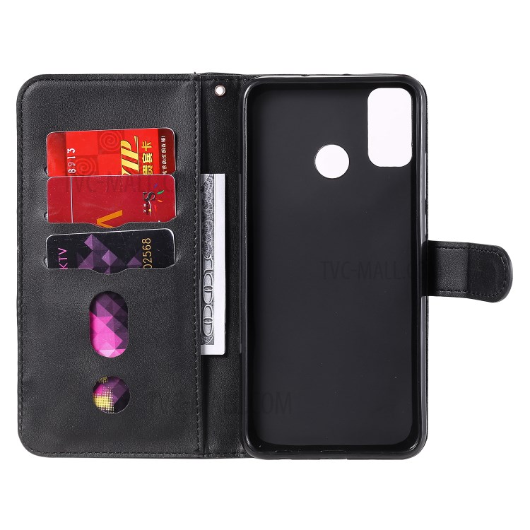 Multi-Function Leather Zippered Wallet Phone Case with Two Cash Pocket for Huawei Honor 9X Lite - Black-5