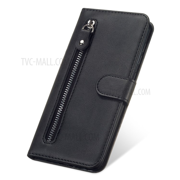 Multi-Function Leather Zippered Wallet Phone Case with Two Cash Pocket for Huawei Honor 9X Lite - Black-7