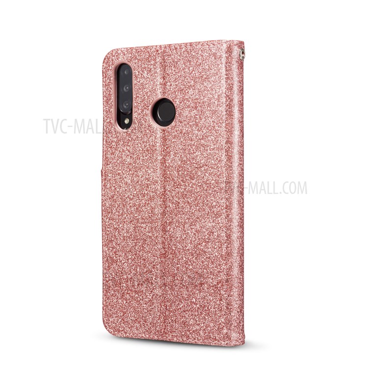 Gleaming Diamond Leather with Metal Heart Shape Decor Phone Cover Shell for Huawei P30 Lite/P30 Lite New Edition/Nova 4e - Rose Gold-3