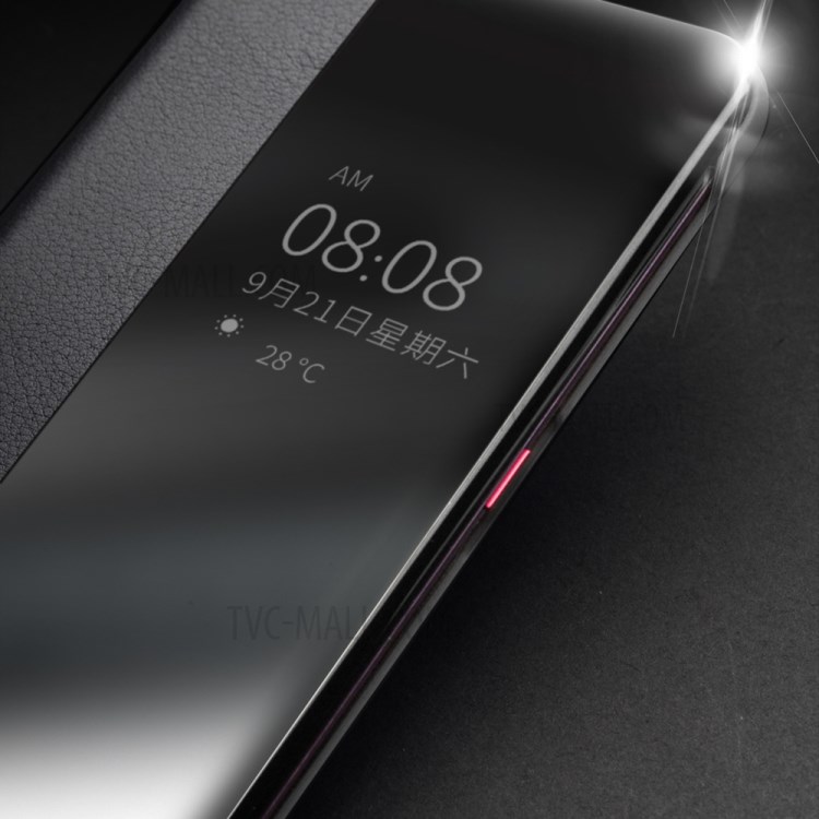 Qialino Vista Janela Texturizada Couro De Couro Inteligente Para Huawei Mate 30 Rs Porsche Design Capa - Preto