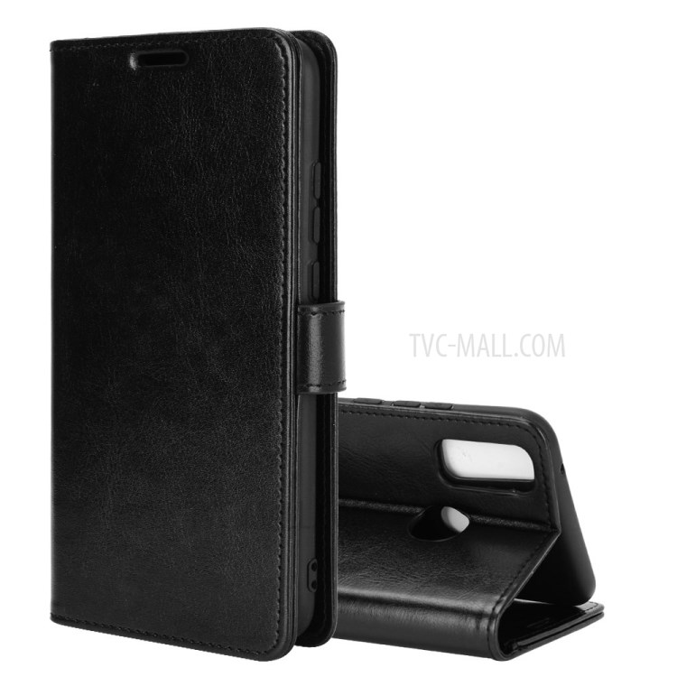 Crazy Horse Skin Leather Shell with Wallet Case for Huawei Y8s - Black-1