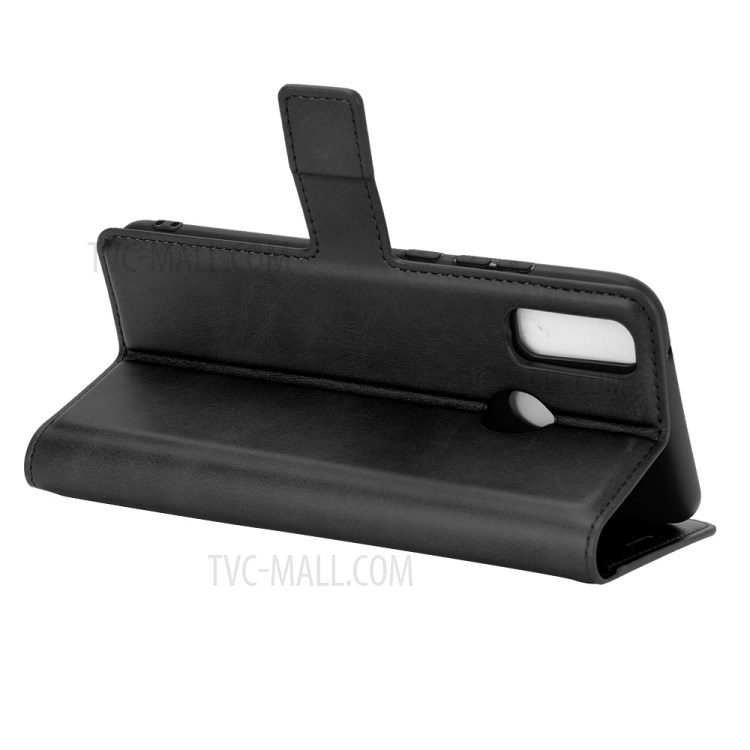 TPU + PU Leather Phone Stand Case for Huawei Y8s - Black-4
