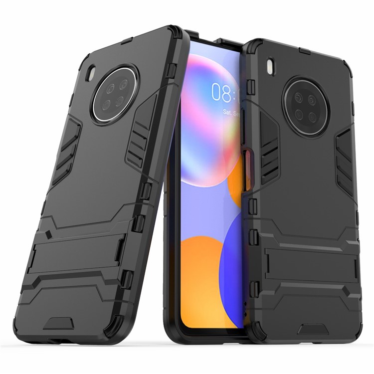 For Huawei Y9a Plastic + TPU 2 in 1 Hybrid Cell Phone Case with Kickstand - Black-2