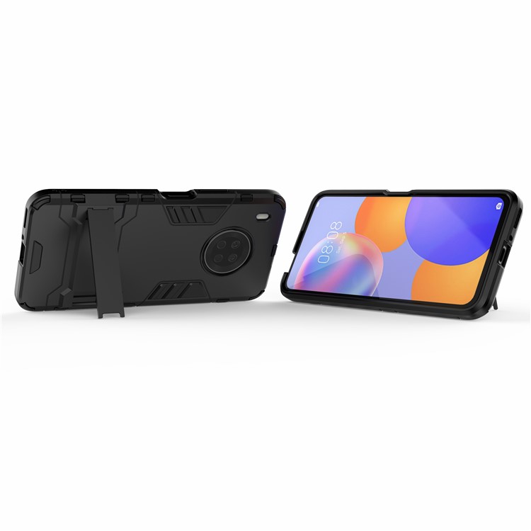 For Huawei Y9a Plastic + TPU 2 in 1 Hybrid Cell Phone Case with Kickstand - Black-5
