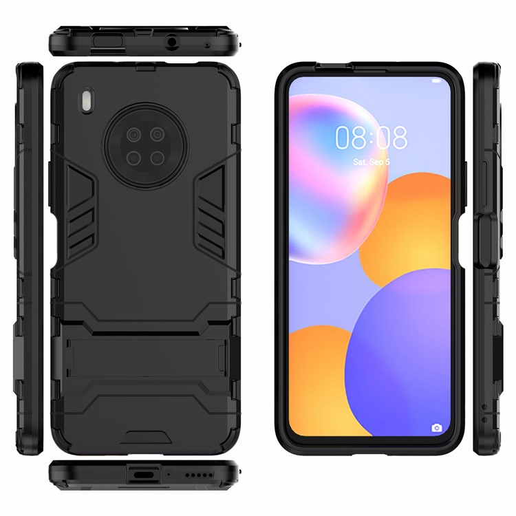 For Huawei Y9a Plastic + TPU 2 in 1 Hybrid Cell Phone Case with Kickstand - Black-7