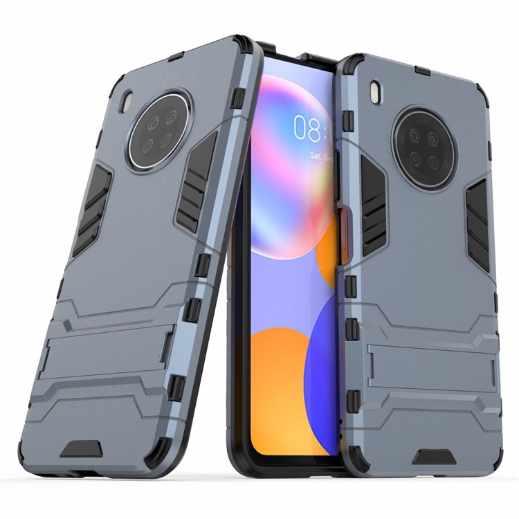 Pour Huawei Y9a Plastique TPU + 2 En 1 Étui De Téléphone Cellulaire Hybride Avec Béquille - Bleu-2