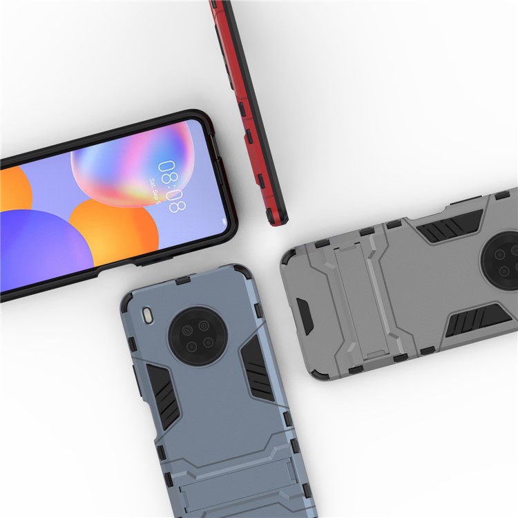 Pour Huawei Y9a Plastique TPU + 2 En 1 Étui De Téléphone Cellulaire Hybride Avec Béquille - Bleu-3