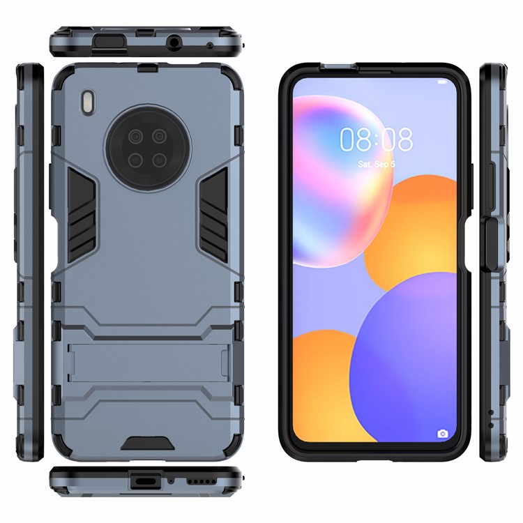 Pour Huawei Y9a Plastique TPU + 2 En 1 Étui De Téléphone Cellulaire Hybride Avec Béquille - Bleu-4