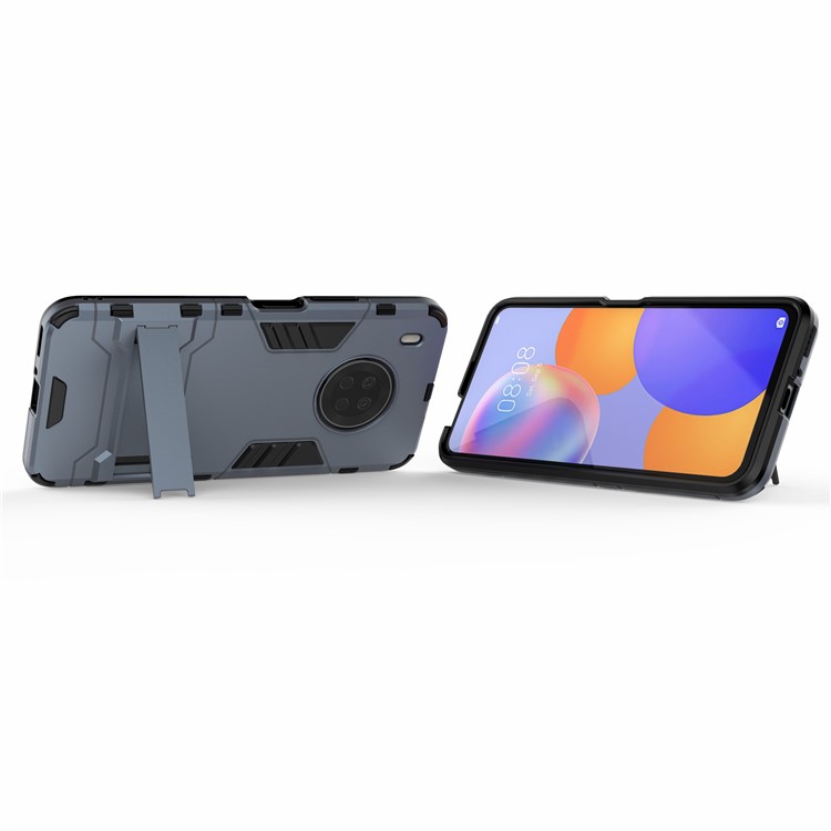 Para Huawei Y9a Plástico + Tpu 2 em 1 Capa de Telefone Celular Híbrida Com Kickstand - Azul-5