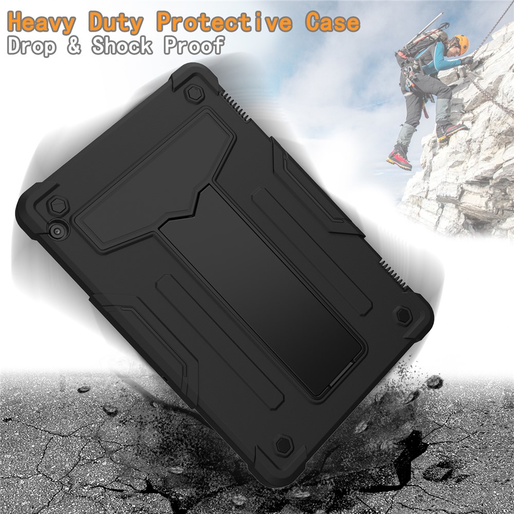 Shockproof Folding Kickstand Silicone + PC Tablet Case Ibrido Per Huawei MediaPad T5 10.1 - Nero