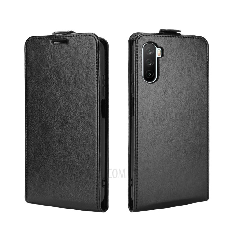 Crazy Horse Skin Leather Vertical Flip Leather Phone Case with Card Holder for Huawei Mate 40 Lite - Black-1