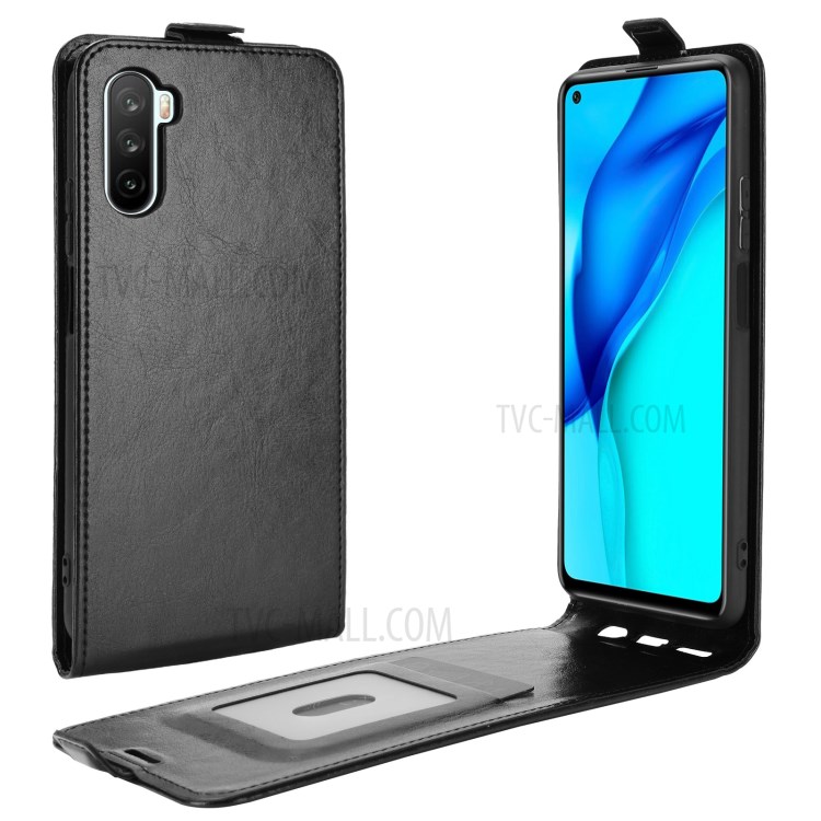 Crazy Horse Skin Leather Vertical Flip Leather Phone Case with Card Holder for Huawei Mate 40 Lite - Black-15