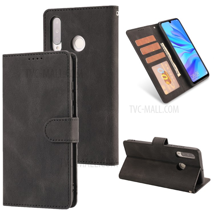 Classic Style Leather Phone Protective Shell for Huawei P30 Lite/P30 Lite New Edition/nova 4 - Black-1