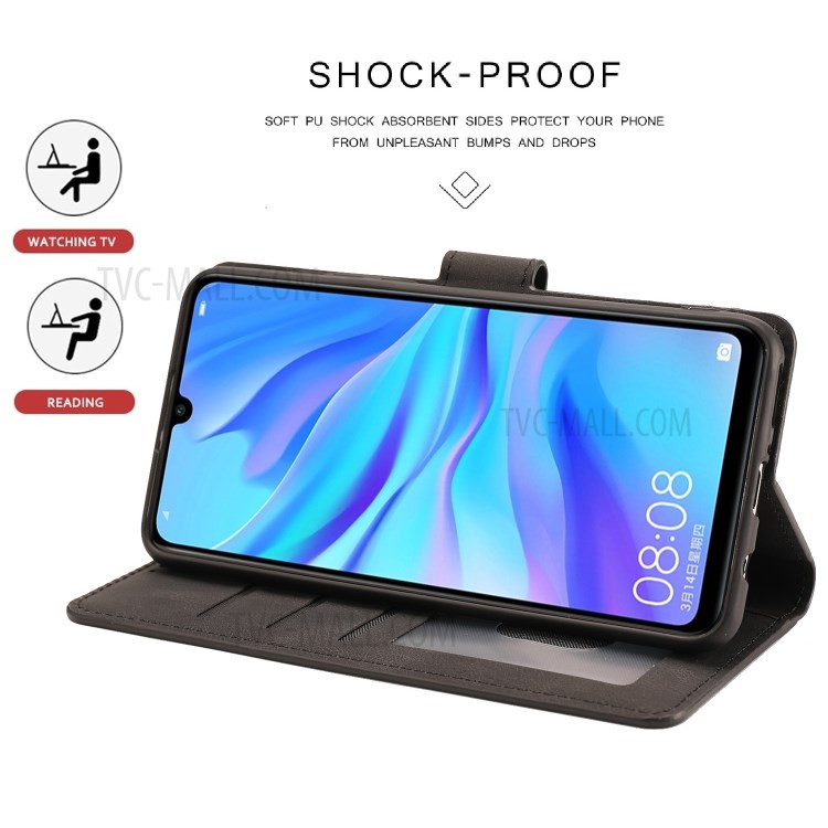 Classic Style Leather Phone Protective Shell for Huawei P30 Lite/P30 Lite New Edition/nova 4 - Black-11