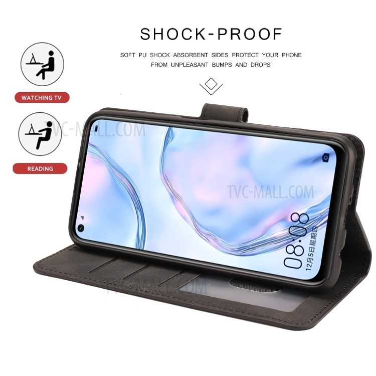 Leather Phone Protective Shell Classic Style for Huawei P40 lite 4G/NOVA 6 SE/Nova 7i - Black-11