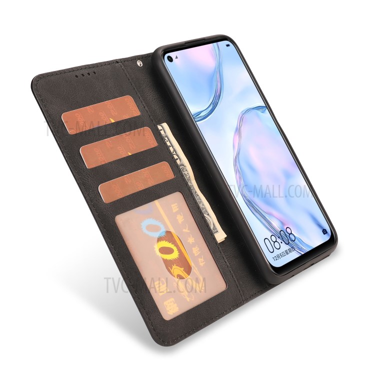 Leather Phone Protective Shell Classic Style for Huawei P40 lite 4G/NOVA 6 SE/Nova 7i - Black-5