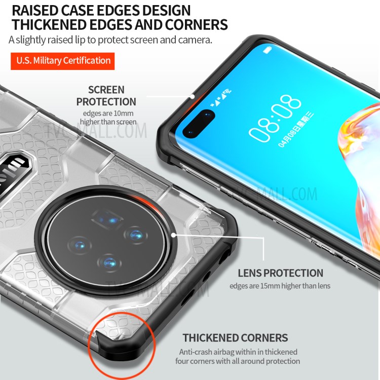 Explorer Series Non-slip Hard PC + TPU Phone Shell for Huawei Mate 40 Pro Cover - Black-4
