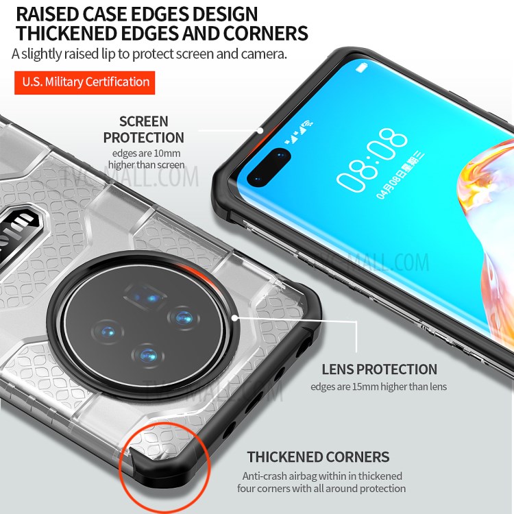 Explorer Series Hard PC + TPU Non-slip Shell for Huawei Mate 40 Phone Cover - Black-5