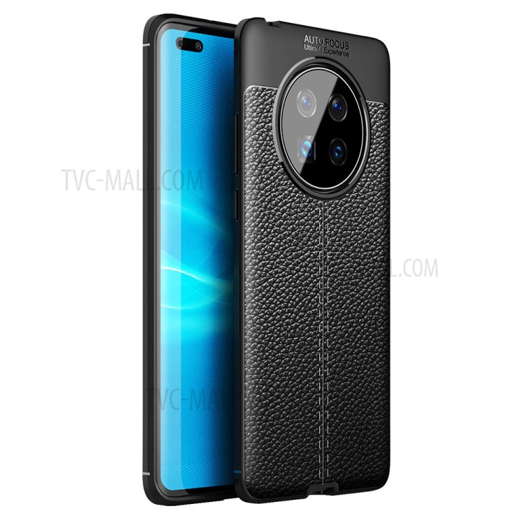 Litchi Texture Soft TPU Mobile Phone Cover for Huawei Mate 40 - Black-1