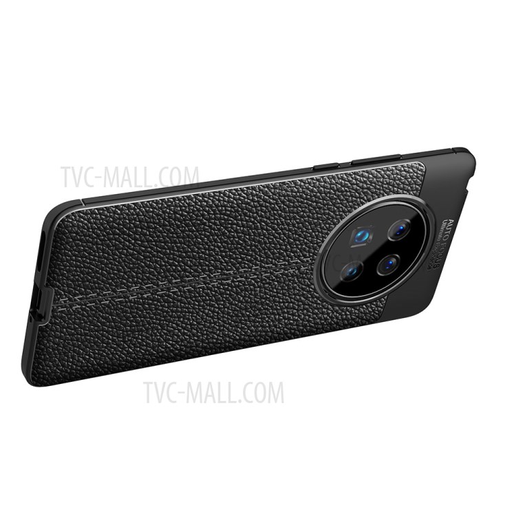 Litchi Texture Soft TPU Mobile Phone Cover for Huawei Mate 40 - Black-5