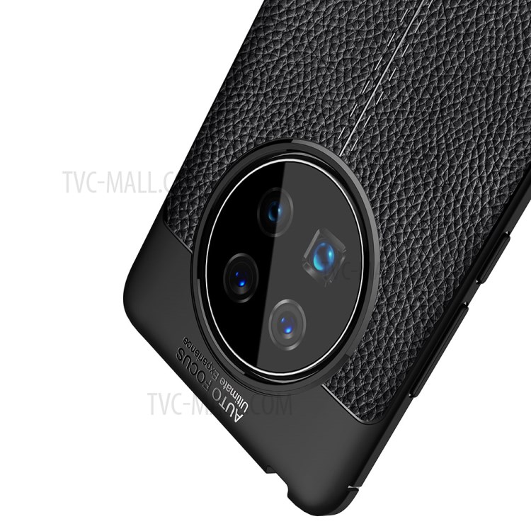 Litchi Texture Soft TPU Mobile Phone Cover for Huawei Mate 40 - Black-7