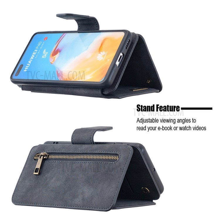 Detachable Matte Cell Phone TPU + PU Leather Cover Case for Huawei P40 - Black-10