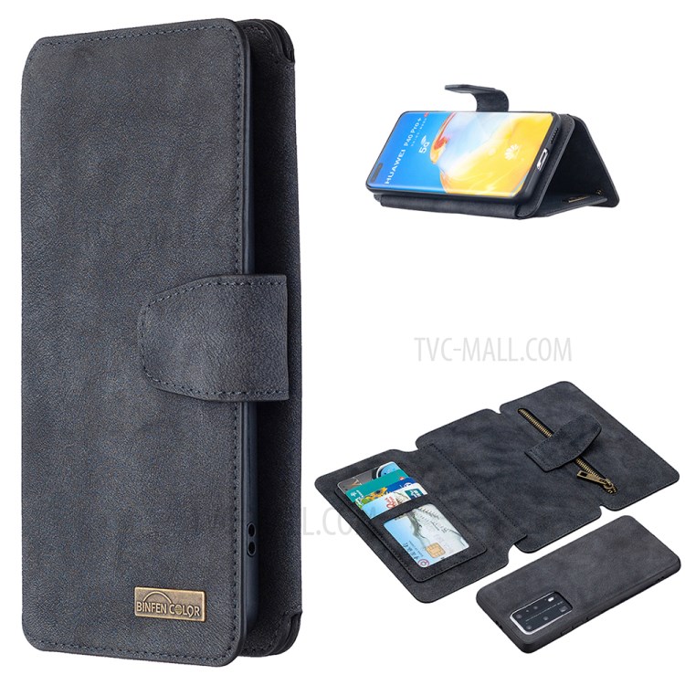 Detachable 2 in 1 Matte Surface PU Leather Wallet Cell Phone Cover Case for Huawei P40 Pro - Black-1