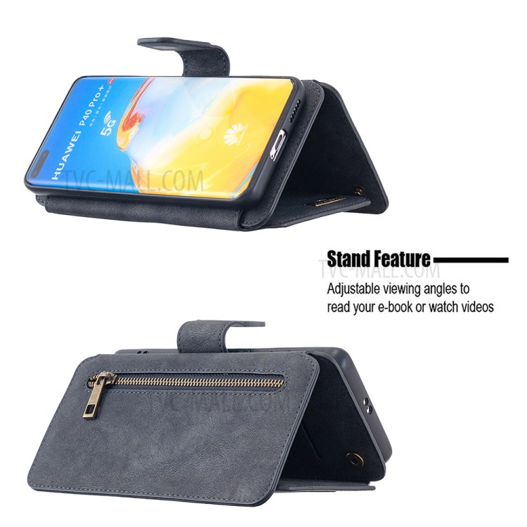 Detachable 2 in 1 Matte Surface PU Leather Wallet Cell Phone Cover Case for Huawei P40 Pro - Black-10