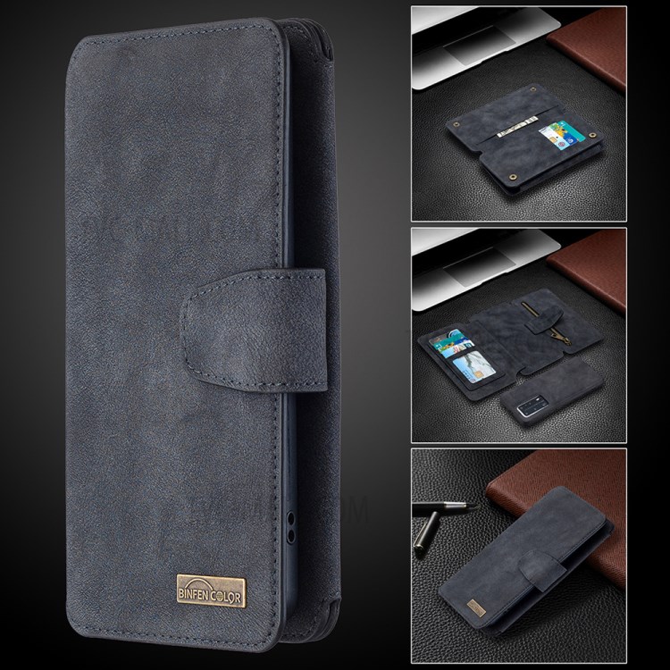 Detachable 2 in 1 Matte Surface PU Leather Wallet Cell Phone Cover Case for Huawei P40 Pro - Black-6
